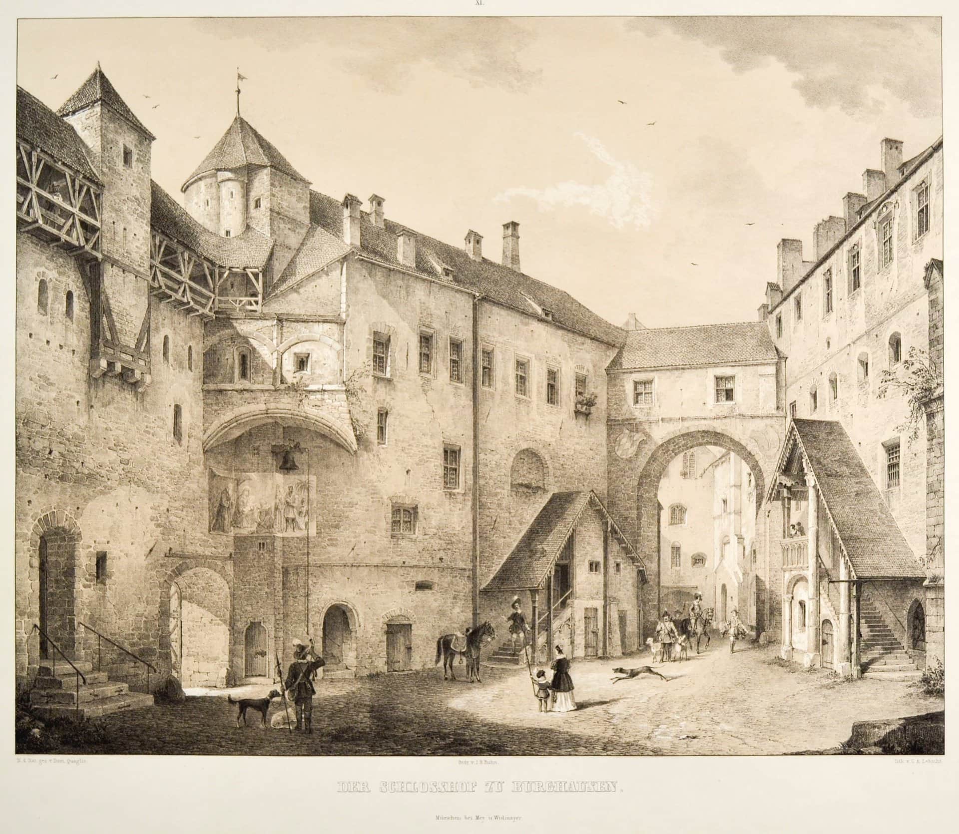 Burghausen Castle 4 Mid-nineteenth-century lithograph by Domenico Quaglio the Younger titled