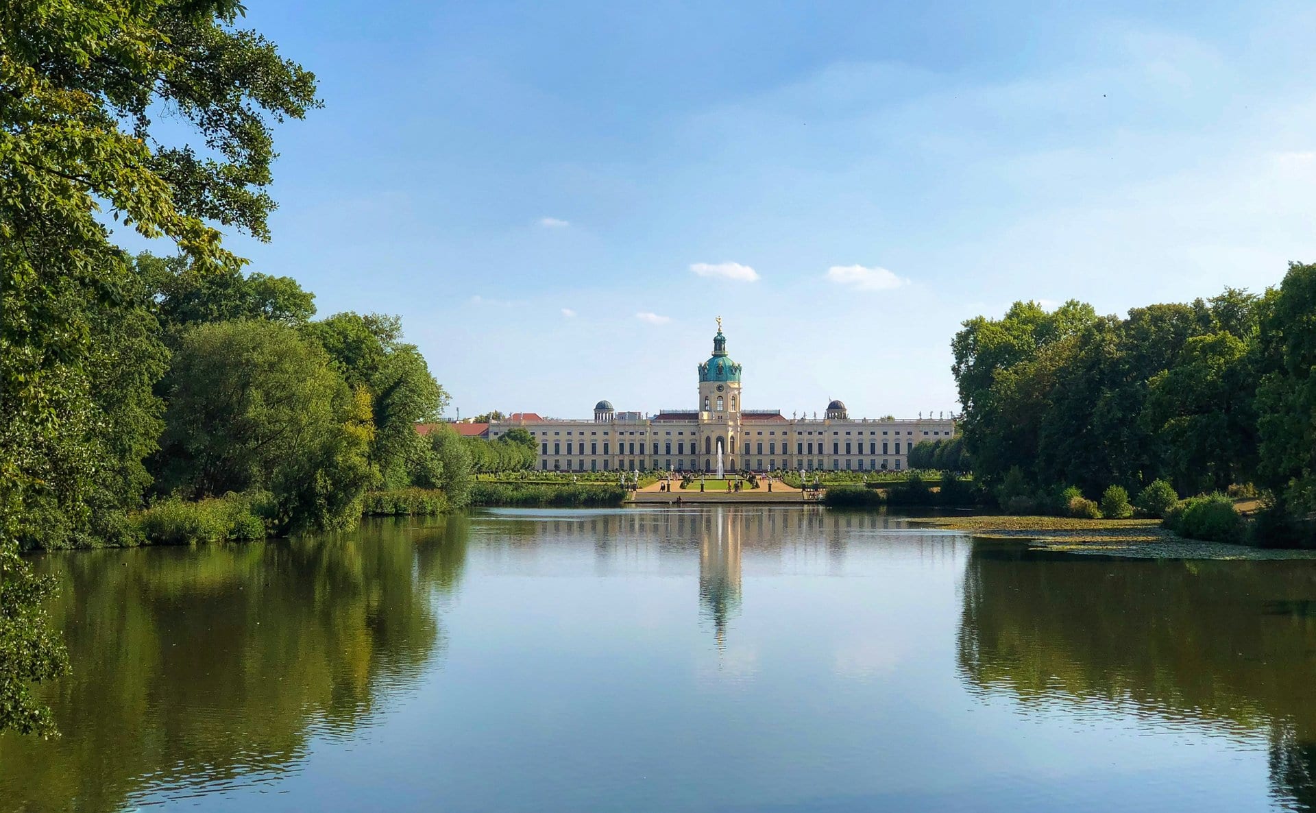 Charlottenburg Palace 1 Charlottenburg Palace garden front and domed tower reflected in the carp pond