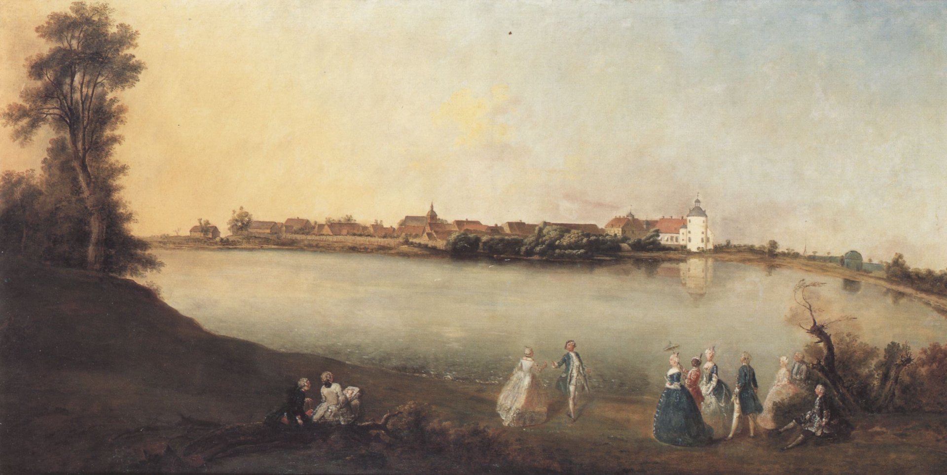 Charlottenburg Palace 2 Eighteenth-century painting of the Lietzenburg villa, the origin of Charlottenburg Palace, beside the water
