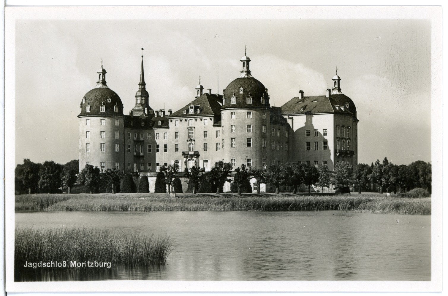 Moritzburg Castle 8 Black-and-white archival postcard of Moritzburg Castle from 1931, captioned 'Jagdschloß Moritzburg'