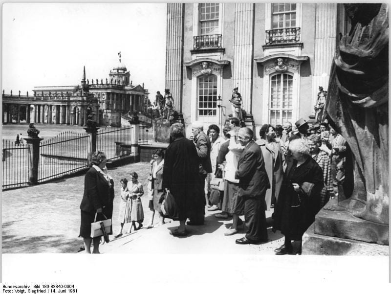 Visitors touring the Neues Palais in Potsdam in 1961, when it operated as a public museum