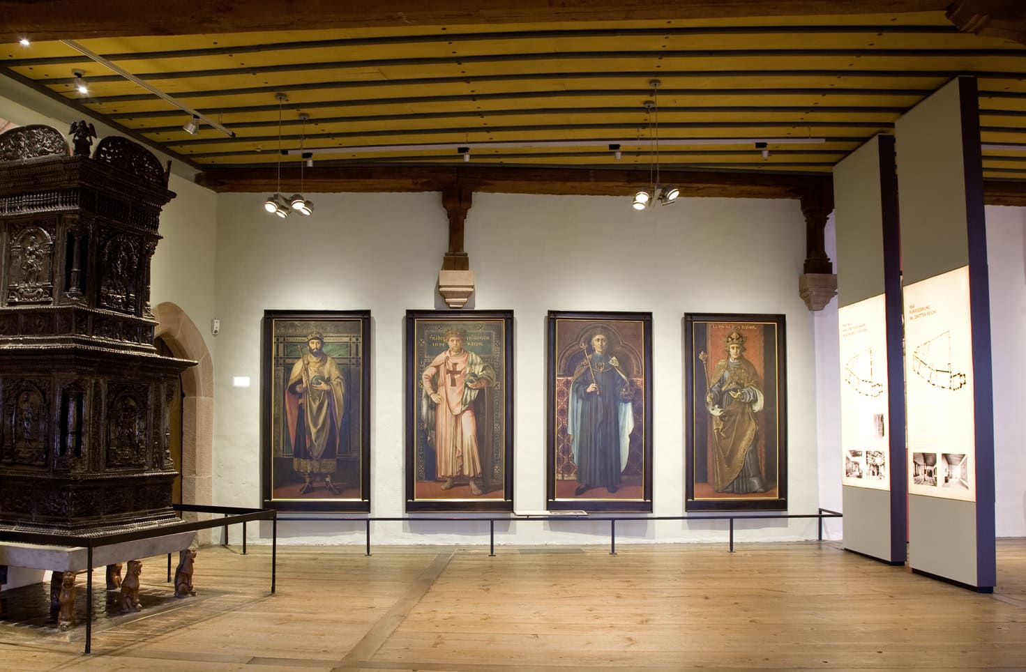 Nuremberg Castle 4 Gallery of the permanent exhibition Kaiser – Reich – Stadt opened in the Palas of Nuremberg Castle in 2013, with imperial portraits and panel display reading the castle's history through the relationship of emperor, empire and city.