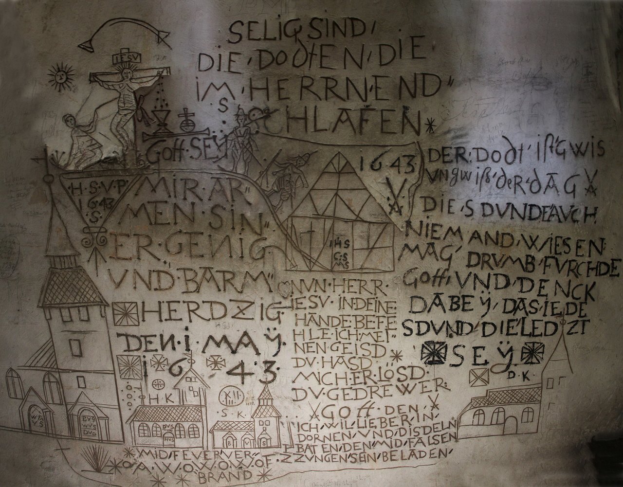 Albrechtsburg Castle 6 Wall inscription dated 1643 scratched into plaster in Albrechtsburg Castle