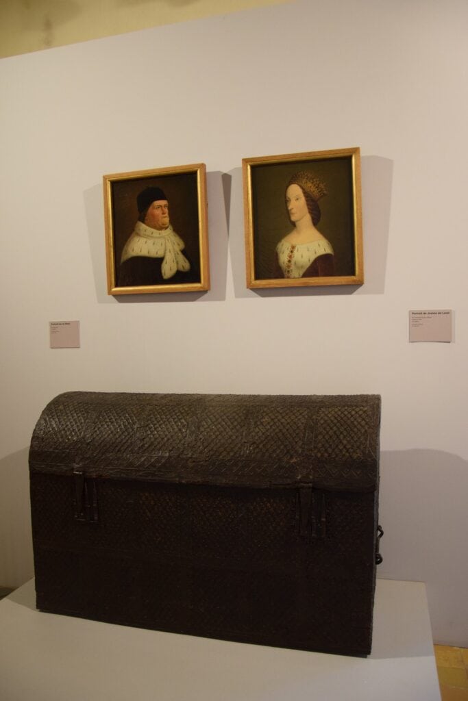 Portraits of King René and Jeanne de Laval displayed at the Château d'Angers