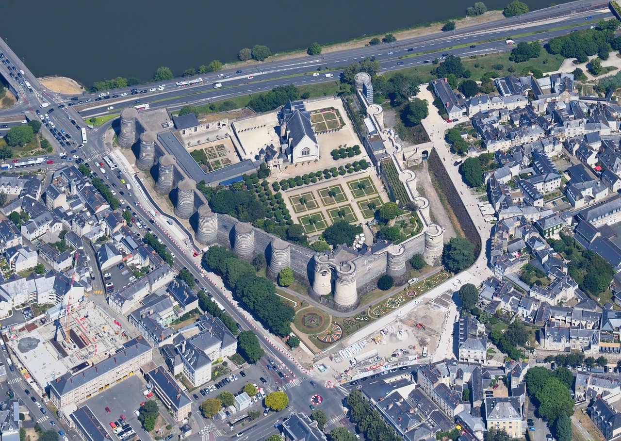 Aerial view of the Château d'Angers from the southeast