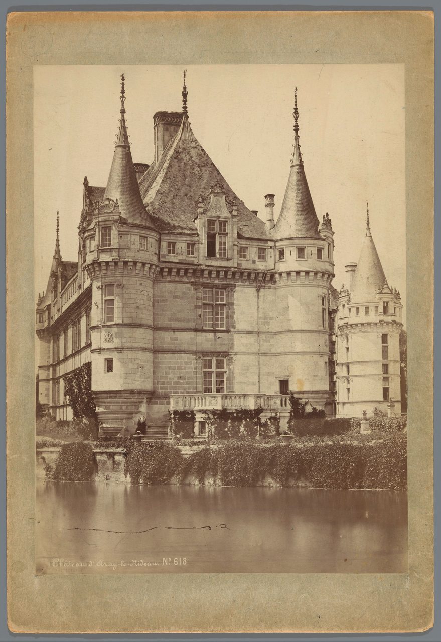 Château d'Azay-le-Rideau 9 Nineteenth-century photograph of Château d'Azay-le-Rideau with the balustraded terrace on the water