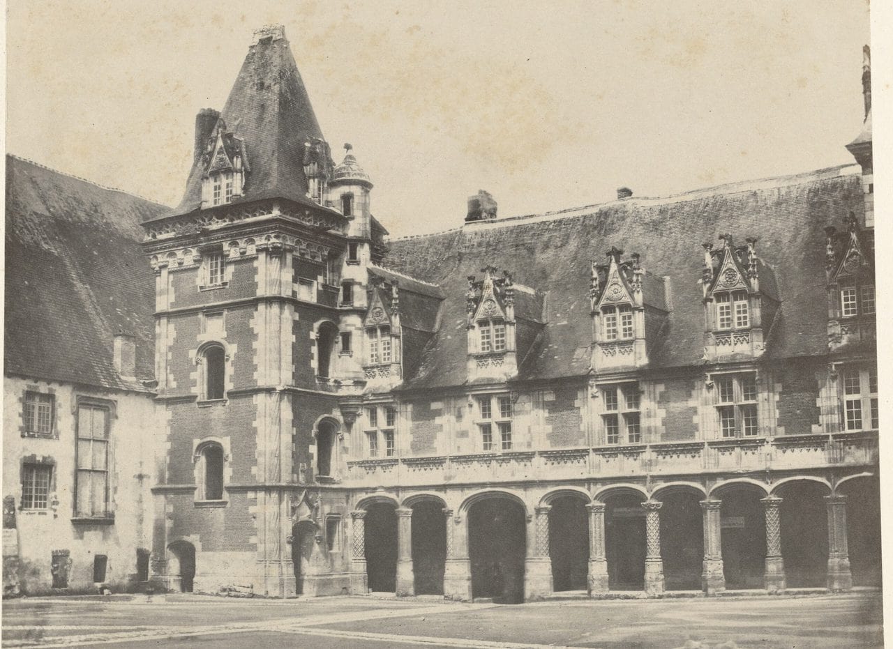 Château de Blois 9 An 1850s photograph of the Louis XII courtyard front at Château de Blois