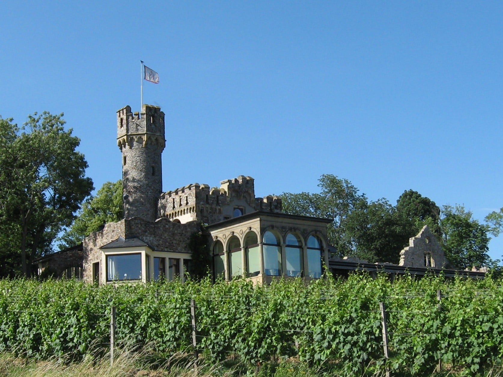 Burg Schwarzenstein above the Rheingau vineyards near Geisenheim