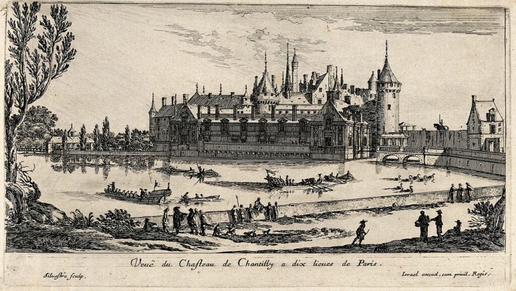 Château de Chantilly 2 Seventeenth-century etching of the old Château de Chantilly by Israël Silvestre