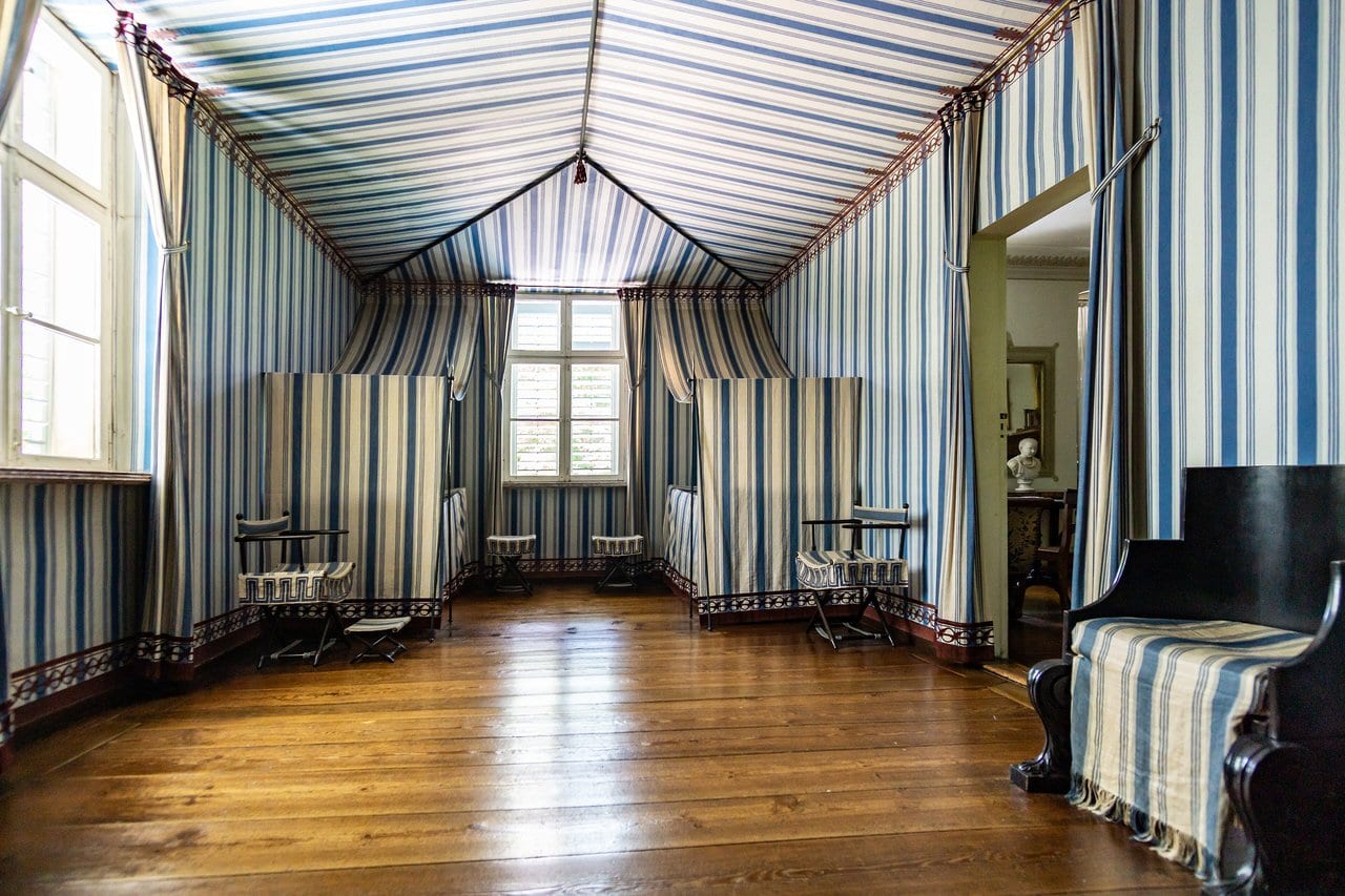 Charlottenhof Palace 5 The blue-and-white striped Tent Room at Charlottenhof Palace