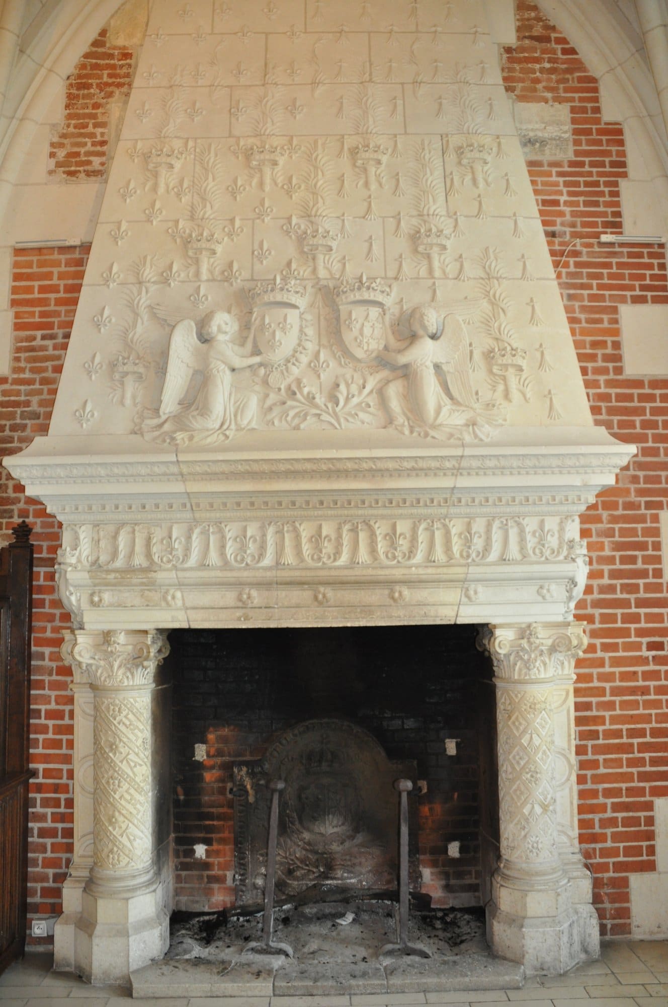 Château d'Amboise 4 Monumental carved fireplace with the arms of Louis XII and Anne de Bretagne at Chateau d'Amboise