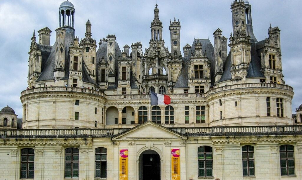 Château de Chambord 18 Detail of the roofline of Chateau de Chambord with chimneys and turrets