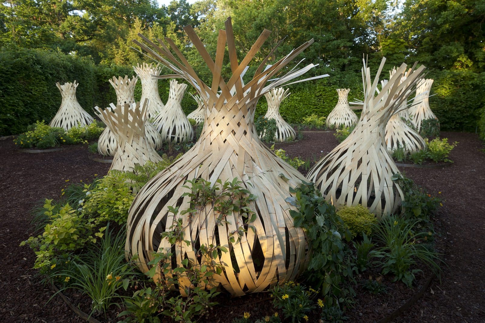 Château de Chaumont-sur-Loire 8 A plot at the International Garden Festival at Chaumont-sur-Loire, with woven-wood sculptures among planted beds