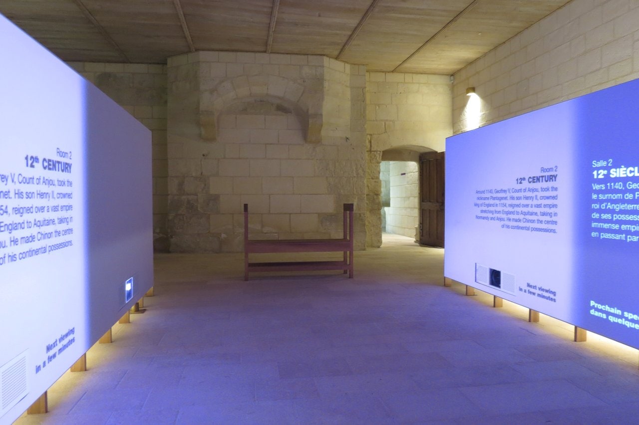 Château de Chinon 6 Museum room with backlit panels on the twelfth century and the Plantagenets
