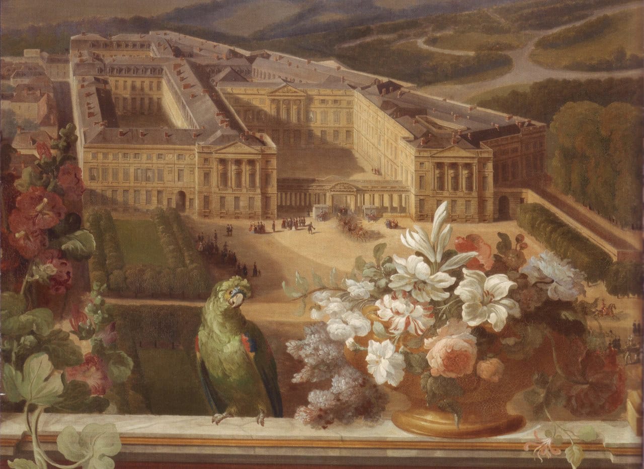 The palace and park of Compiègne in an 1842 painting
