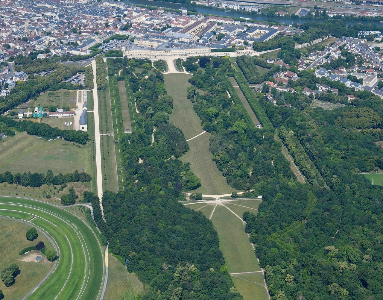Aerial view of the Château de Compiègne and its park