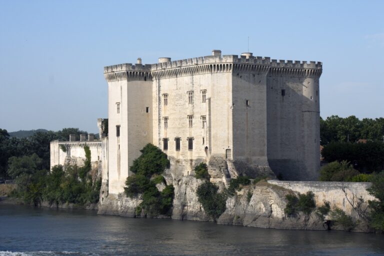 Château de Tarascon 1 Château de Tarascon rising from its rock above the Rhône, seen from the Beaucaire bridge