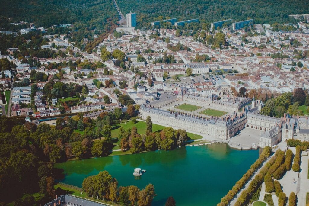 Aerial view of the Carp Pond at the Château de Fontainebleau