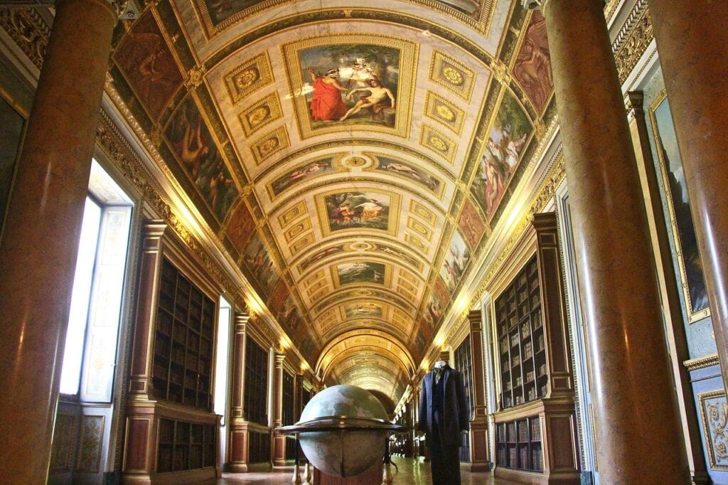 The Galerie de Diane, now the library, at the Château de Fontainebleau
