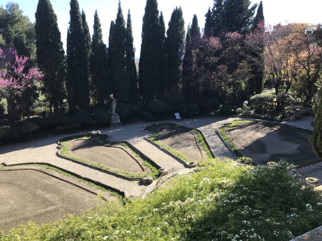 The terraced Italian garden of the Abbey of Saint-André, privately run, within the fort walls.