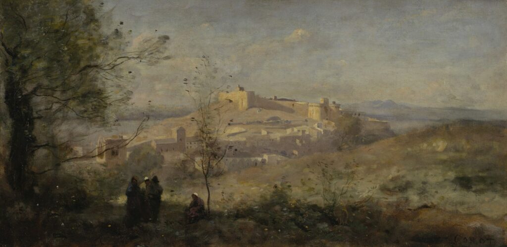 Camille Corot's view of Villeneuve-lès-Avignon with Fort Saint-André on the hill, 1870.