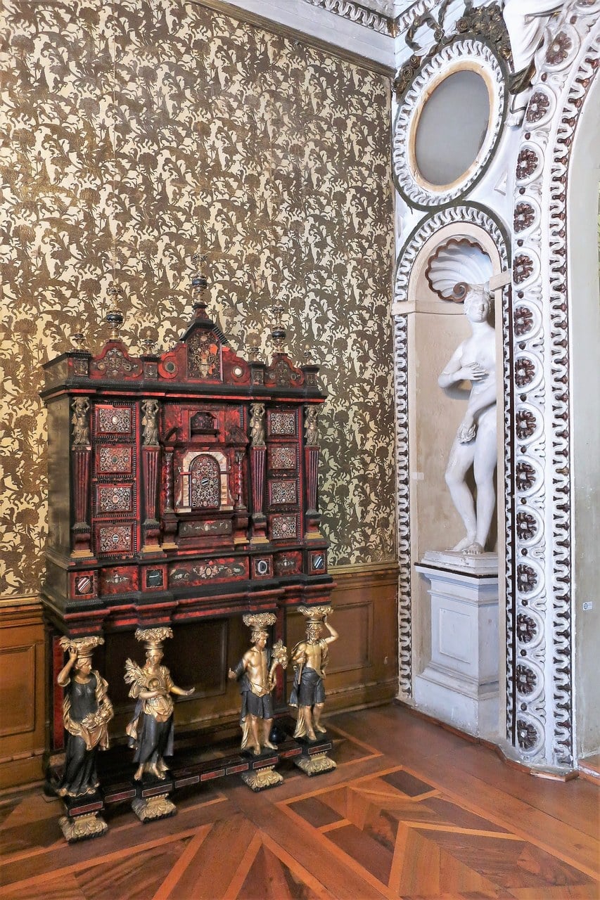 An ornate art cabinet from the ducal collections at Friedenstein Palace