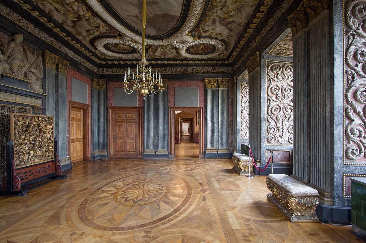 A Baroque audience chamber with parquet floor at Friedenstein Palace