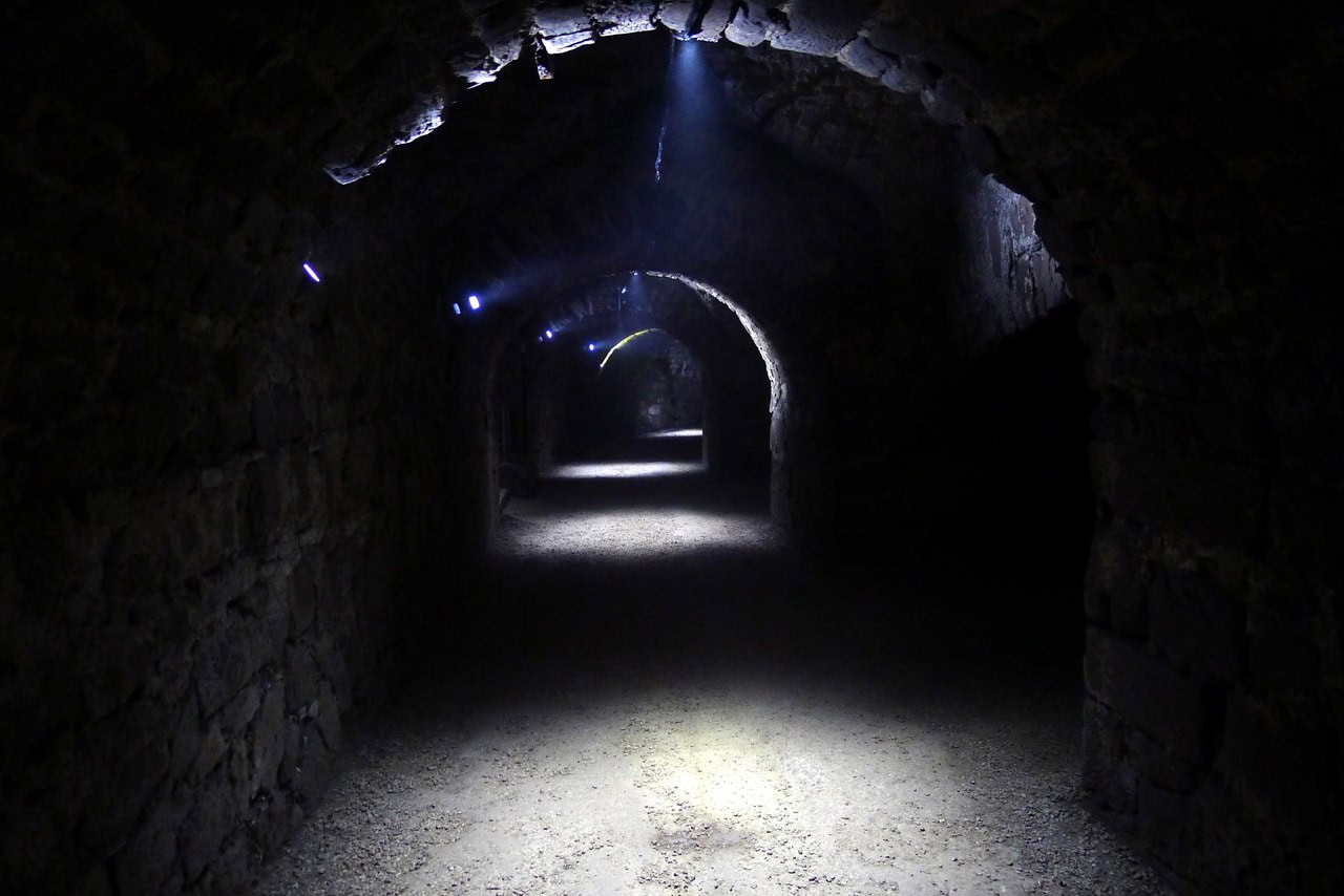 The vaulted casemate tunnels beneath Friedenstein Palace