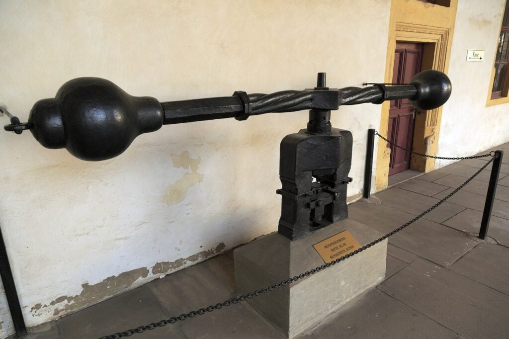 An 18th-century coin press from the Gotha mint at Friedenstein Palace