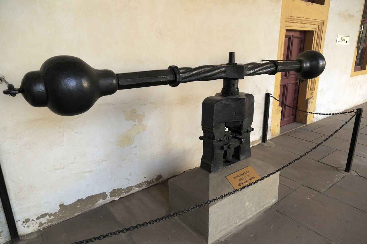An 18th-century coin press from the Gotha mint at Friedenstein Palace
