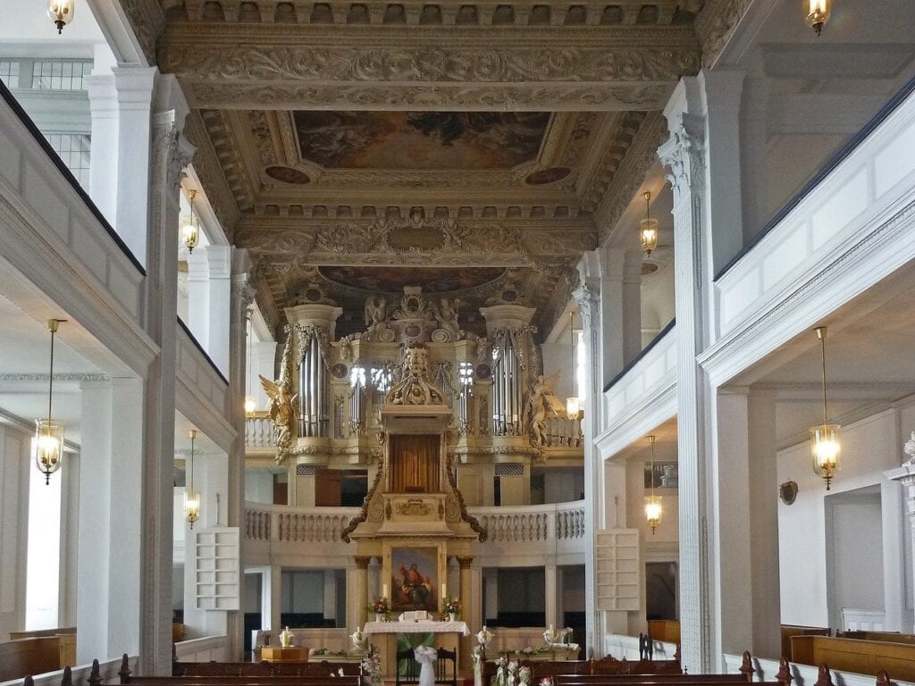 The Baroque court chapel (Schlosskirche) inside Friedenstein Palace