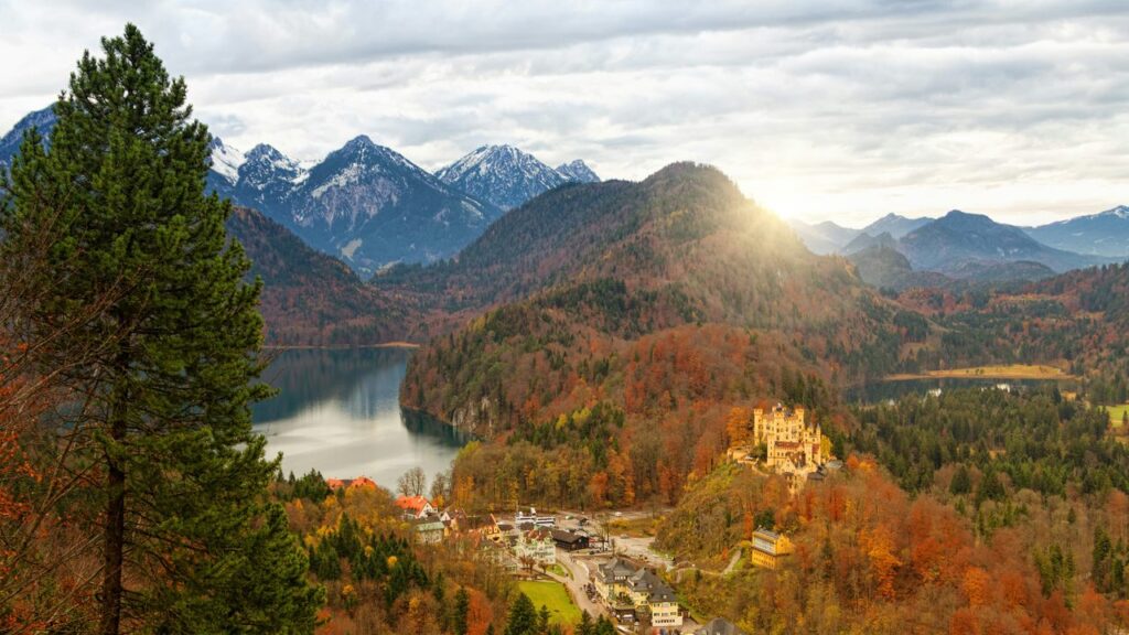 Hohenschwangau Castle 6 Autumn light over the Alpsee with Hohenschwangau Castle on the hillside