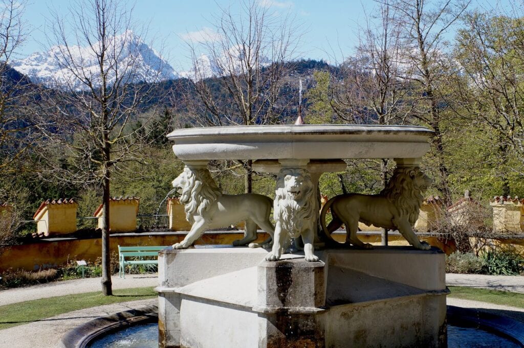 Hohenschwangau Castle 8 The lion fountain in the garden at Hohenschwangau Castle