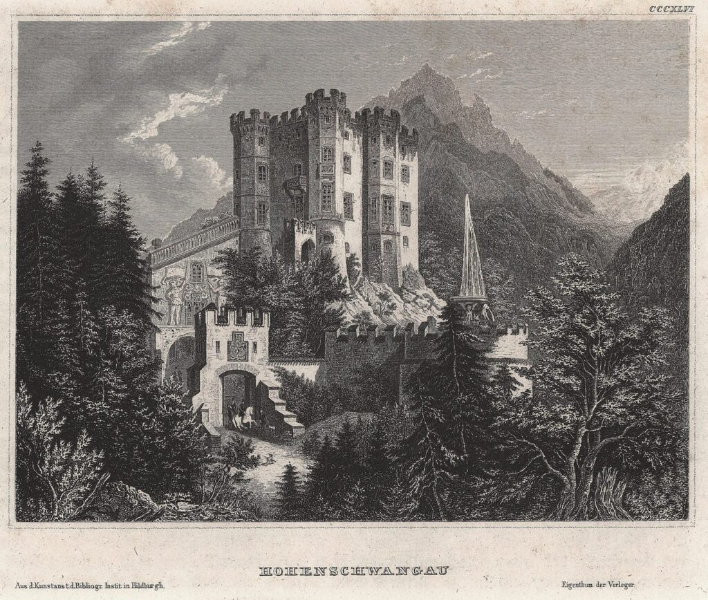 Hohenschwangau Castle 9 Nineteenth-century steel engraving of Hohenschwangau Castle