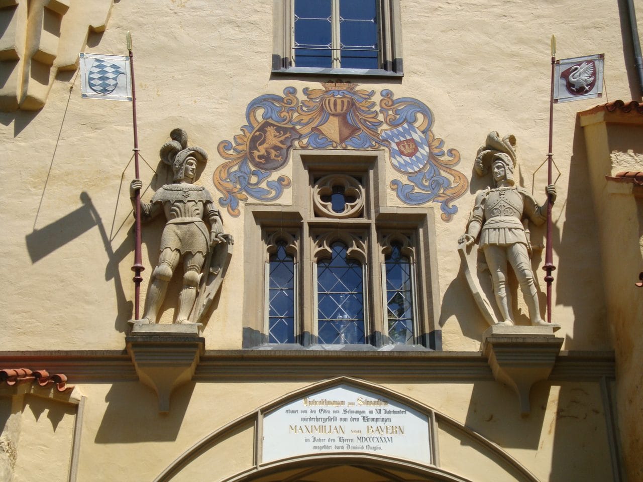 Gateway inscription recording the 1836 reconstruction Gateway tablet at Hohenschwangau recording the 1836 reconstruction by Domenico Quaglio