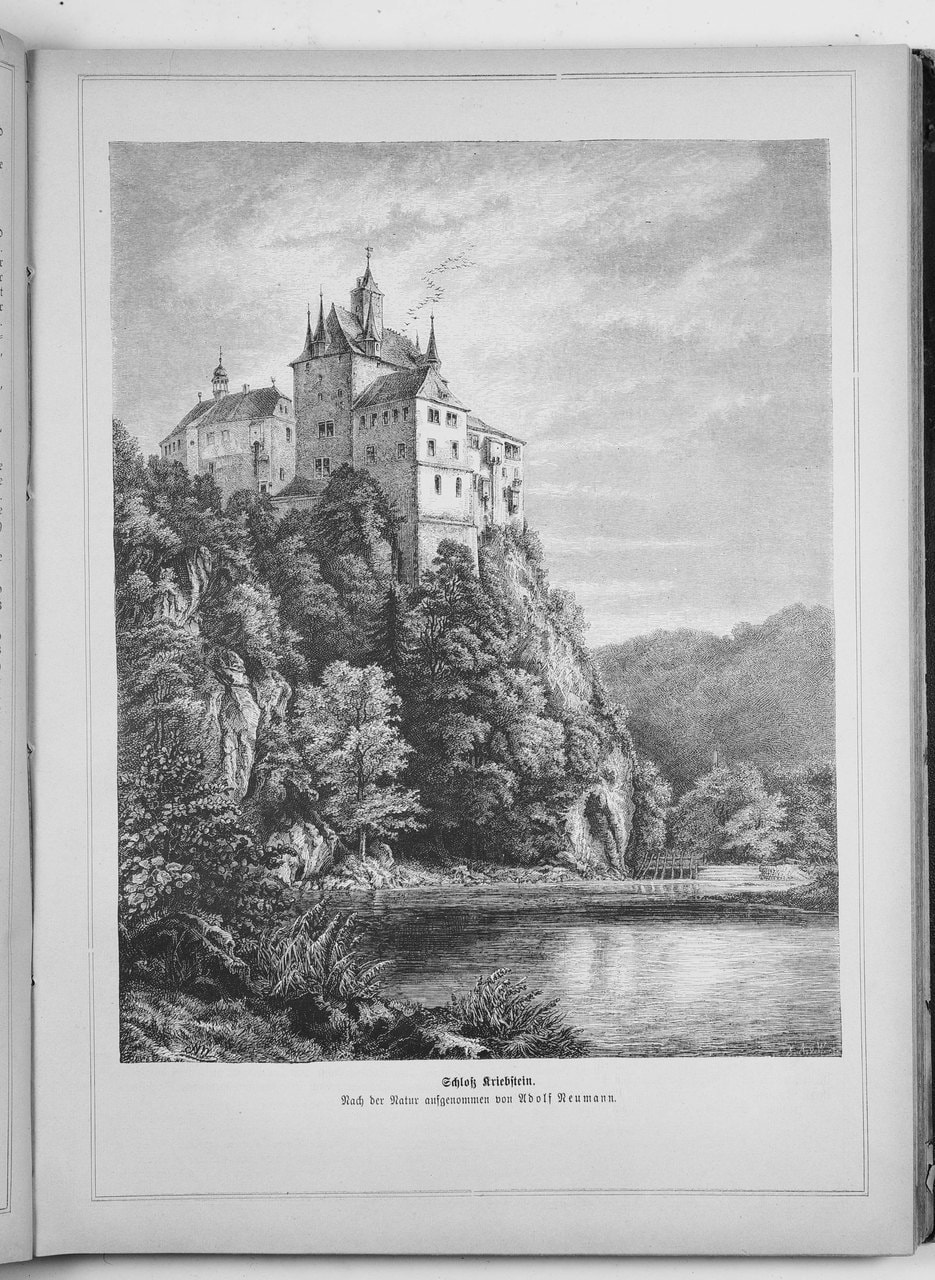 Wood engraving of Schloss Kriebstein published in Die Gartenlaube in 1877