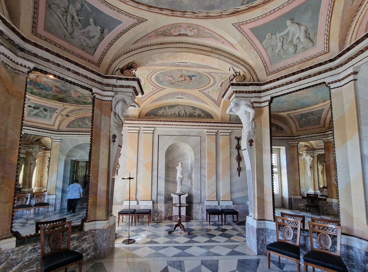 Marble Palace 4 The Grottensaal, the lakeside summer dining room, with its shell and marble decoration