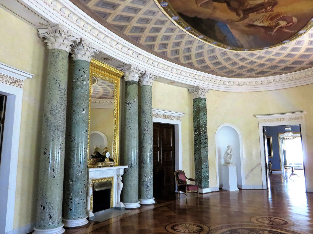 Marble Palace 6 The Oval Hall in the south wing; its ceiling carries Apollo and Aurora after Guido Reni, painted by Heinrich Lengerich