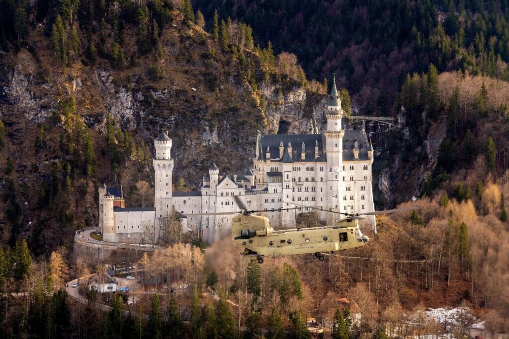 Neuschwanstein Castle 18 Neuschwanstein Castle surrounded by autumn forest, seen from the air