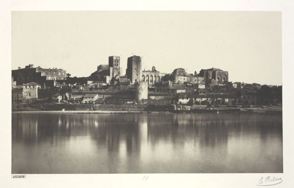 Palais des Papes 11 Edouard Baldus's photograph of Avignon and the Palais des Papes seen across the Rhone before 1859