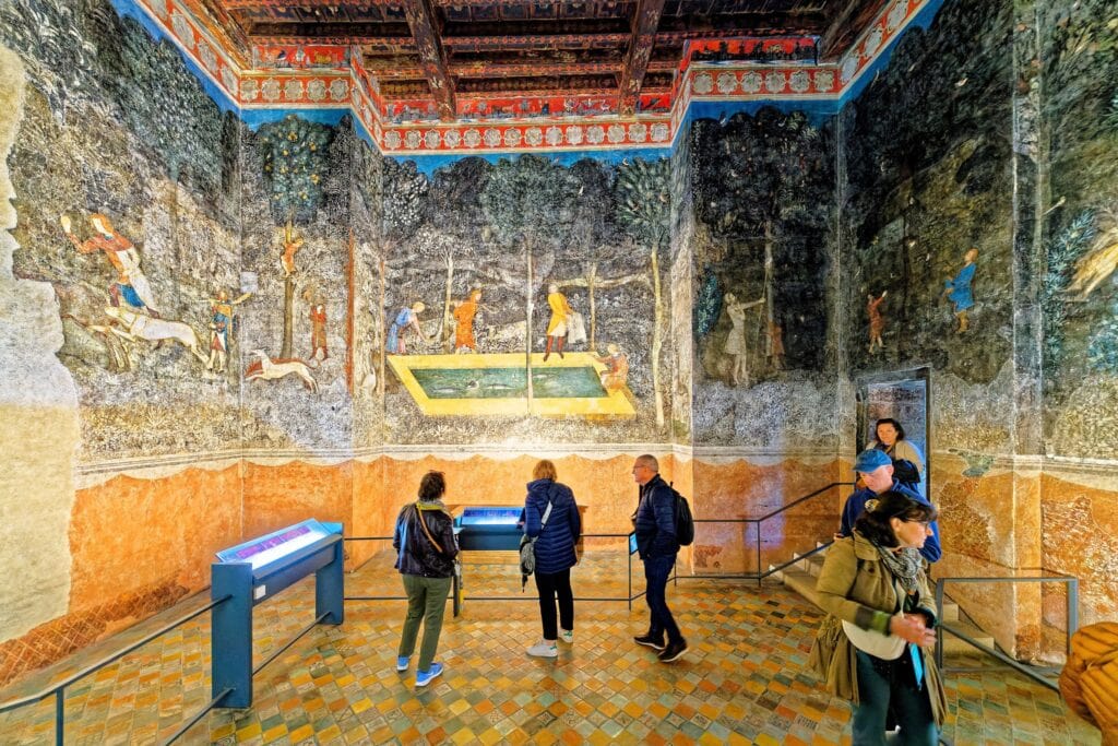 Palais des Papes 8 The frescoed Chambre du Cerf of the Palais des Papes with its forest and fishpond scenes