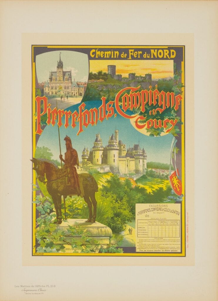 Château de Pierrefonds 13 Belle Époque Chemin de Fer du Nord travel poster advertising excursions to Pierrefonds, Compiègne and Coucy