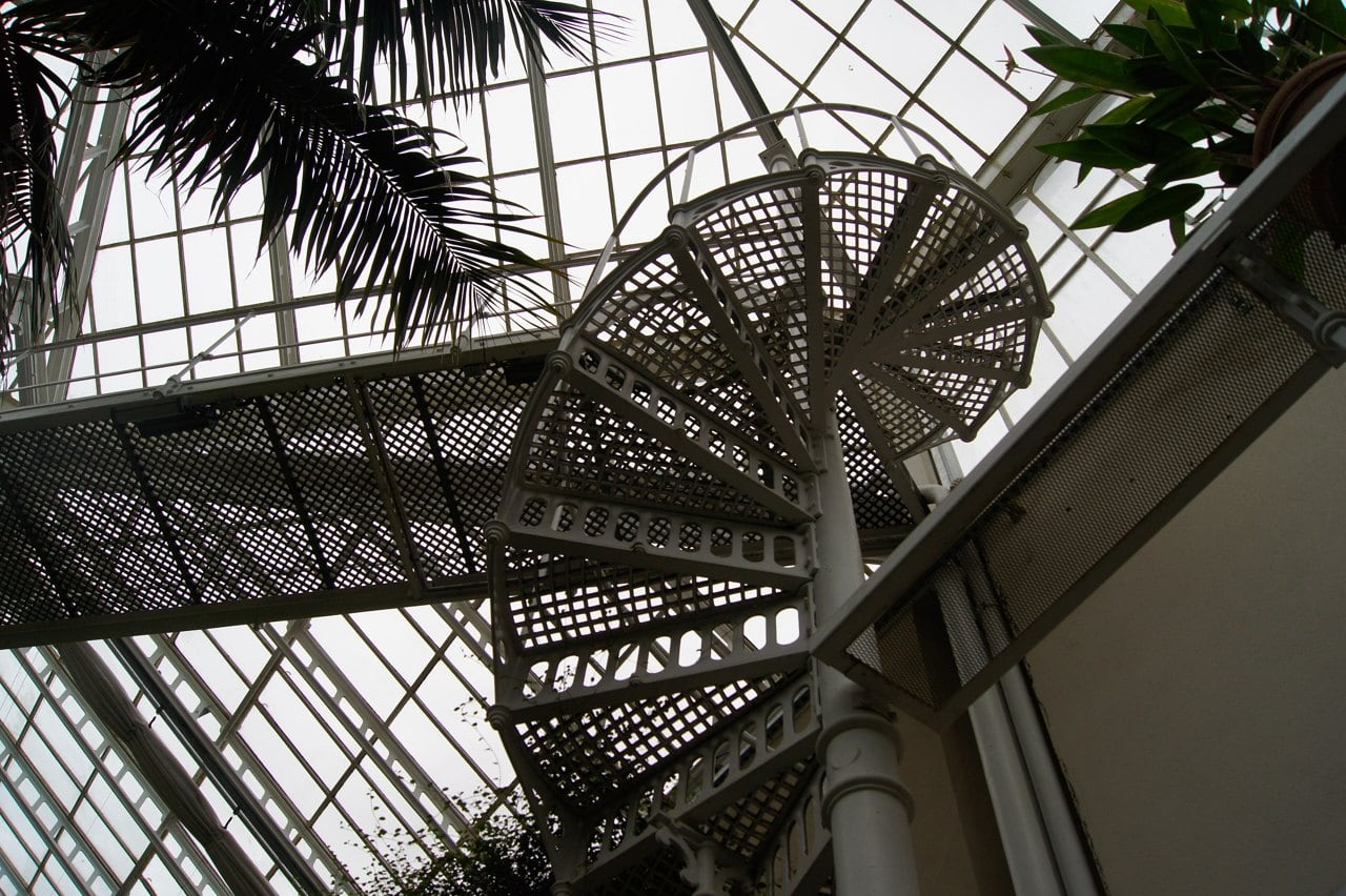 Pillnitz Castle 7 Cast-iron spiral staircase inside the Palm House at Schloss Pillnitz