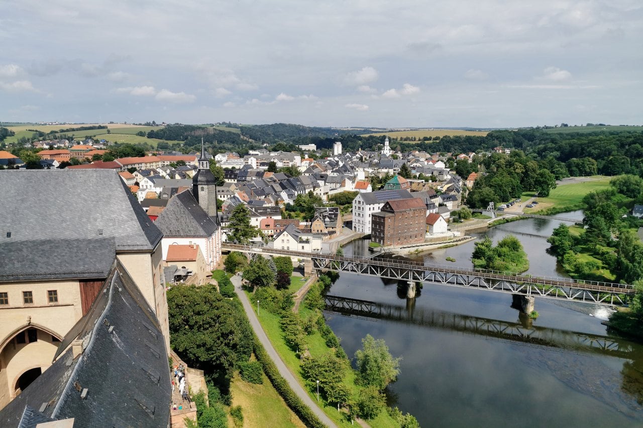 Rochlitz Castle 2 rochlitz castle aerial town mulde