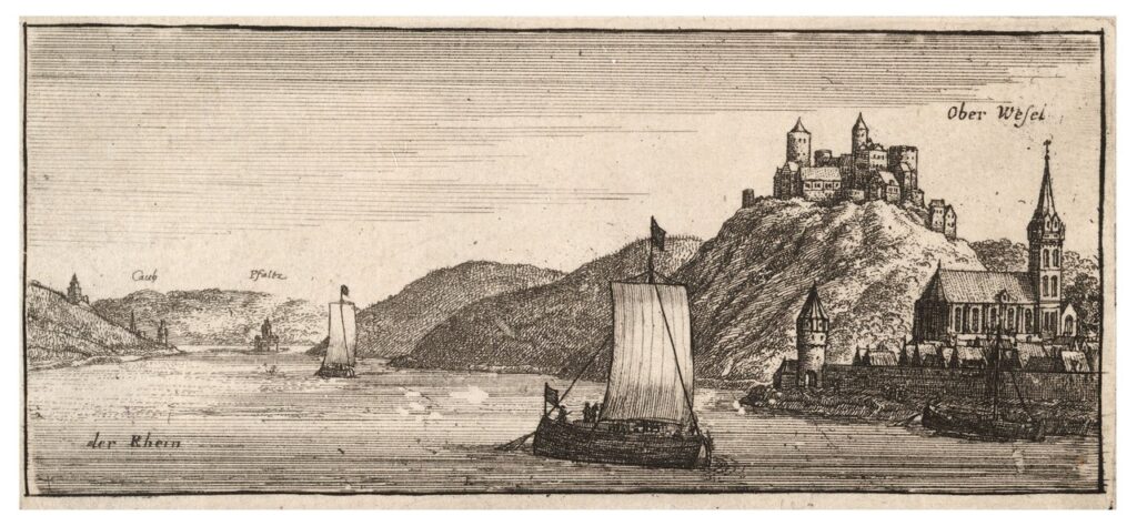 Schönburg Castle 16 Seventeenth-century etching of Oberwesel and Schönburg Castle by Wenceslaus Hollar