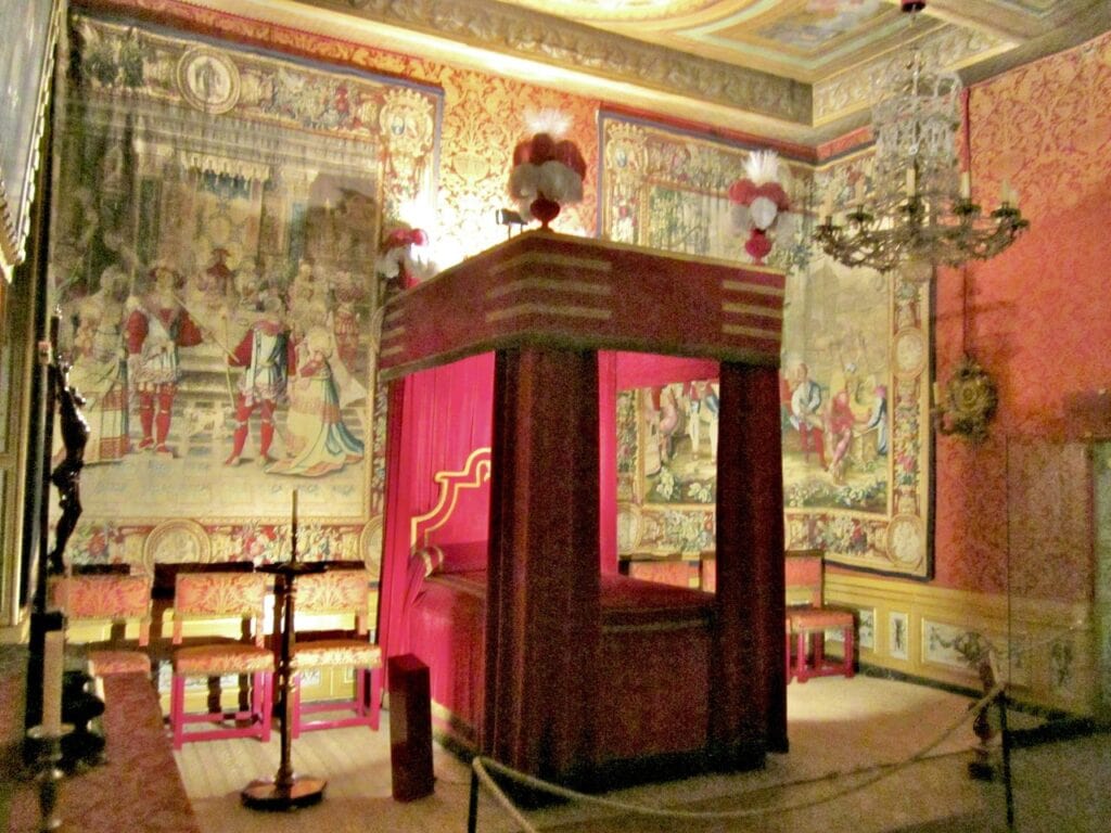 The crimson bedchamber of Nicolas Fouquet at Vaux-le-Vicomte