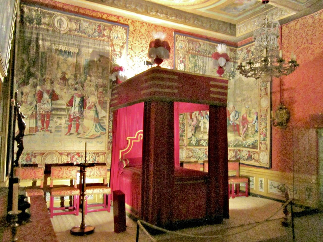 The crimson bedchamber of Nicolas Fouquet at Vaux-le-Vicomte