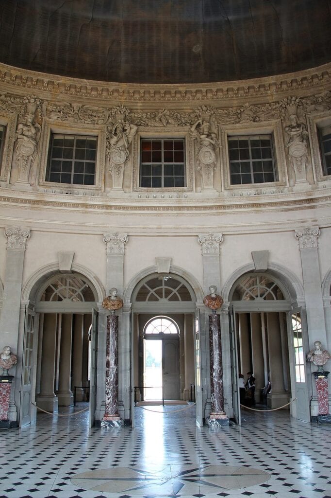The Grand Salon of Vaux-le-Vicomte opening to the garden through its loggia