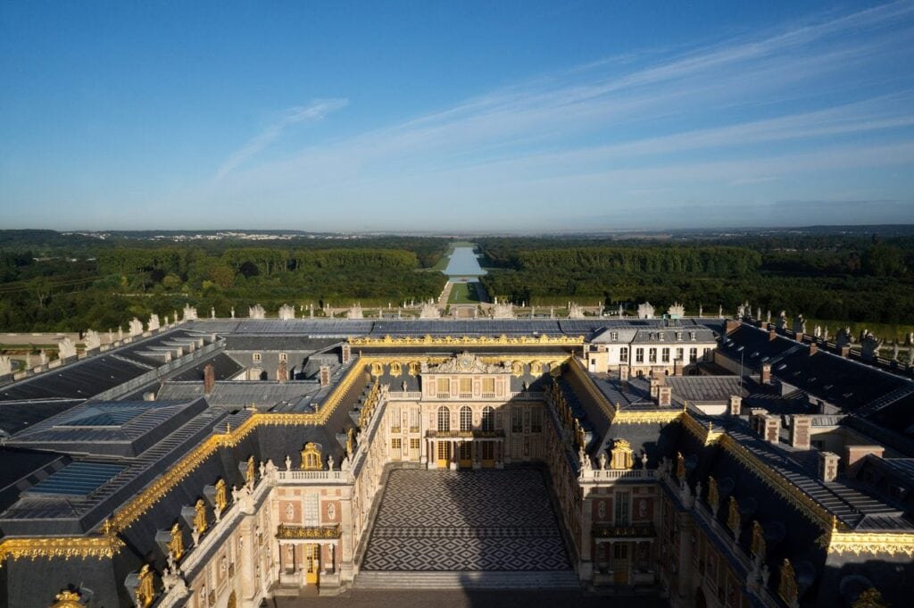 Palace of Versailles 13 Aerial view of the Marble Court and central wings of the Palace of Versailles