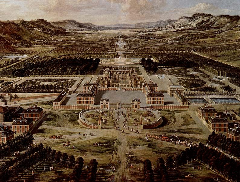 Palace of Versailles 2 Pierre Patel's 1668 painting of the early Chateau de Versailles and its gardens viewed from above